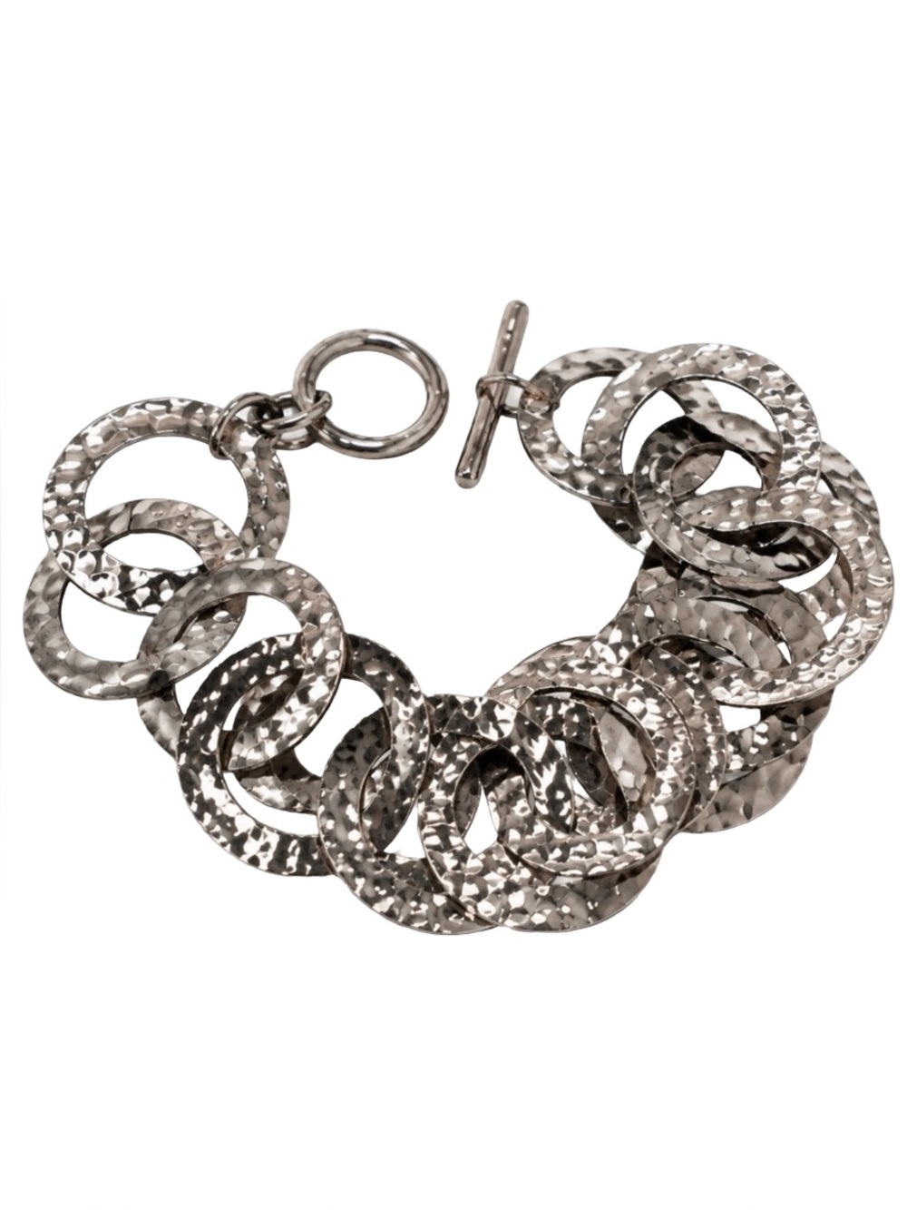 Hammered Silver Chunky Link Statement Bracelet